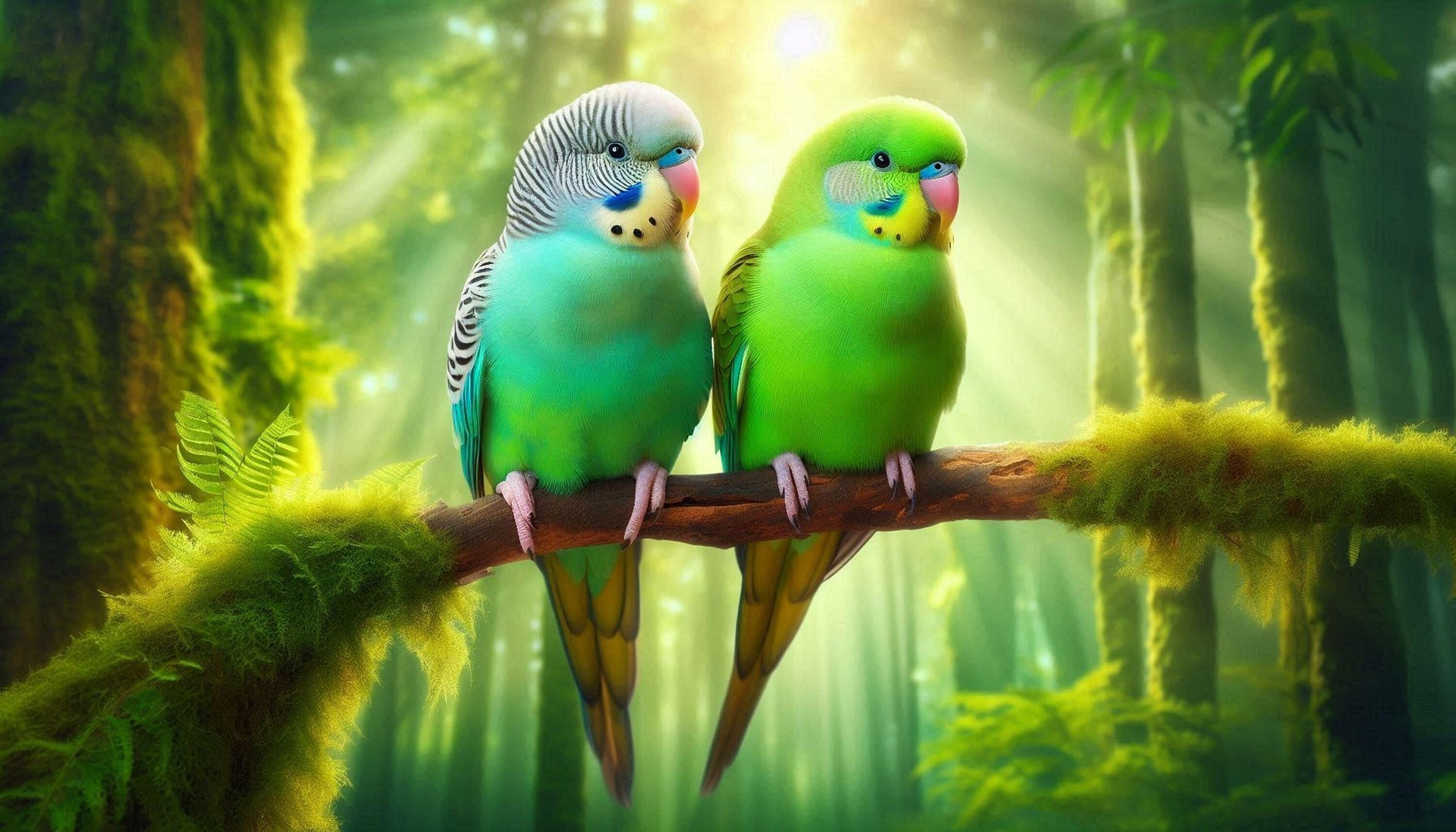 Wellensittiche Zwei Wellensittiche